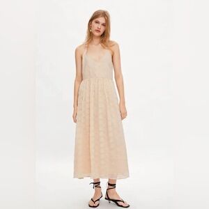 Zara Cream Embroidered Maxi Dress